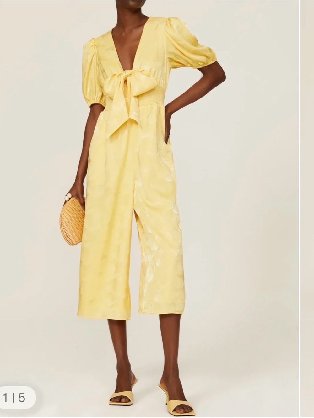 Slate & Willow Yellow Cropped Jumpsuit | Size 6 | Rent the Runway